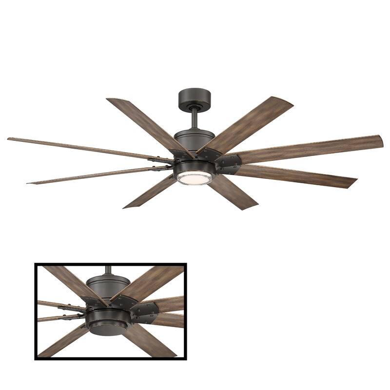 Renegade Indoor and Outdoor 8-Blade Smart Ceiling Fan 66in with 3000K LED Light Kit and Remote Control with Wall Cradle - 66