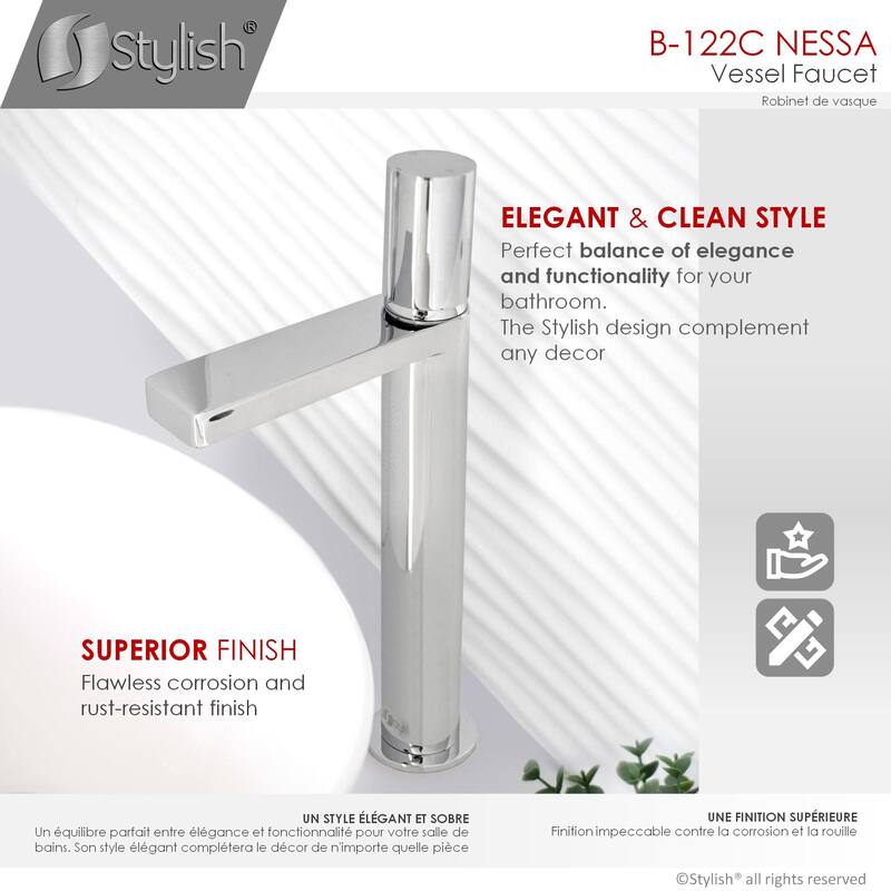Stylish Nessa Single Handle Ht 12 1/2" Vessel Bathroom Faucet B-122
