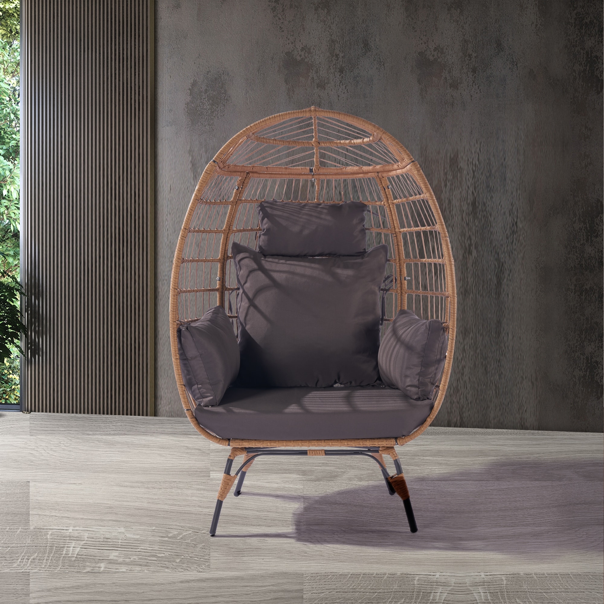 Outdoor Garden Rattan Egg Swing Chair Hanging Chair Blue