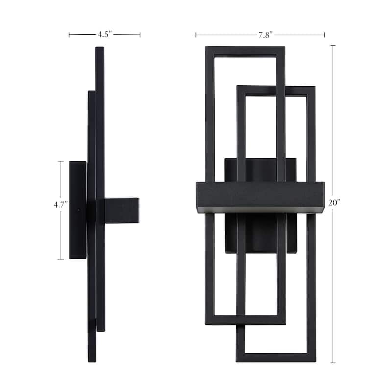 2-Pack Matte Black Iron Integrated LED Outdoor/Indoor Wall Sconce