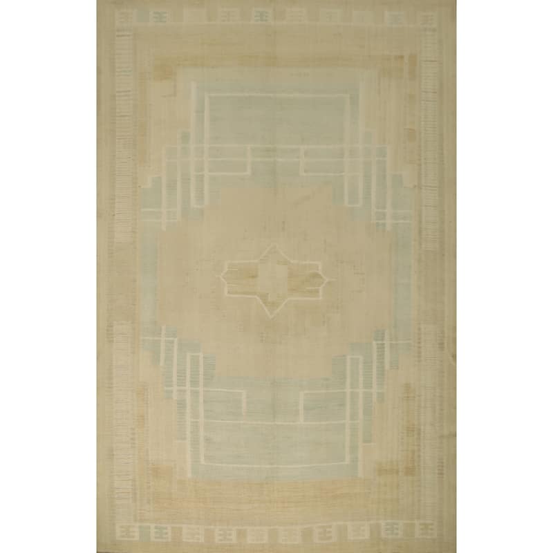 Hand Woven Oriental 100% Wool Carpet Southwestern Tribal Green Kilim Area Rug - 12' 9'' X 9' 10''