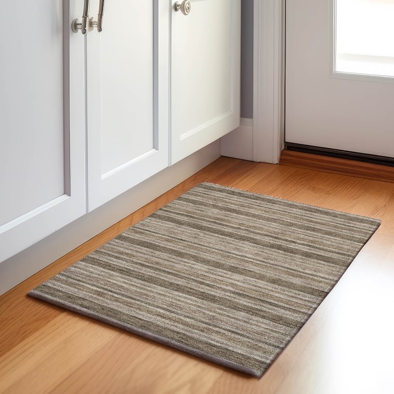 Premium Washable Super Soft Modern Cabana Stripe Mayfield Rug - Taupe - 1' 8" x 2' 6" - Rectangle