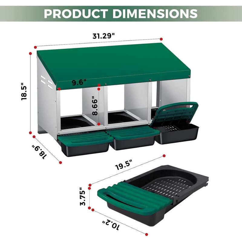 3 Holes Egg-Laying Boxes Nesting Boxes for Chickens Coops