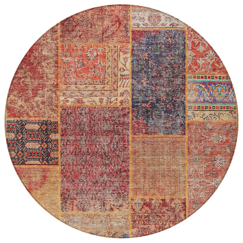 HomeRoots Patchwork Transitional Rectangle Outdoor Rug