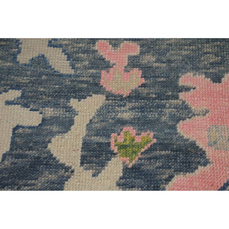 Hand Knotted Oriental 100% Wool Carpet Transitional All-Over Navy Blue & Blues Oushak Area Rug - 11' 7'' X 9' 3''