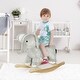 preview thumbnail 9 of 8, Rocking Horse, Kids Rocking Animal, Elephant Rocker with Realistic Sounds, Plush Ride on Toy for Years 2-4, Gray