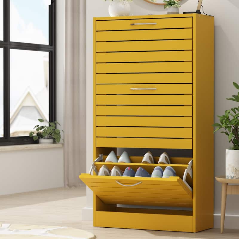 Shoe Cabinet with Flip Drawer for Entryway Rack Storage Organizer
