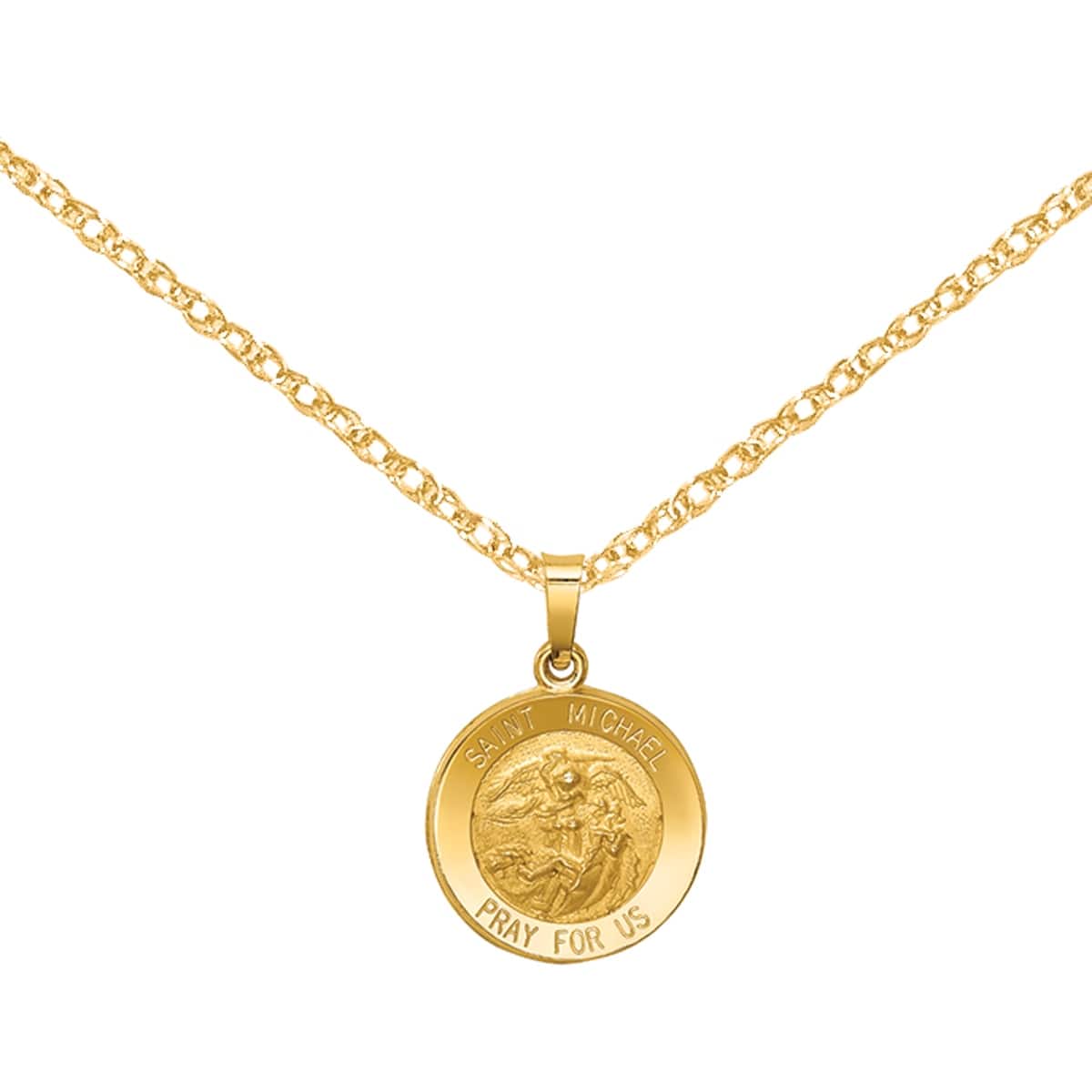 14K YELLOW GOLD ROUND SAINT ST MICHAEL MEDAL CHARM PENDANT 1.9 GRAMS 1.3 INCH 14K YELLOW GOLD ROUND SAINT ST MICHAEL MEDAL CHARM PENDANT 1.9 GRAMS 1.3 INCH