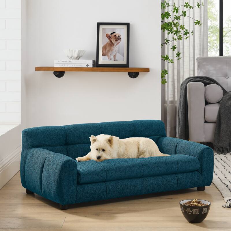 Roomfitters Soft Pet Sofa with Backrest and Armrests, Modern Rectangular Dog Couch for Small and Medium Dogs