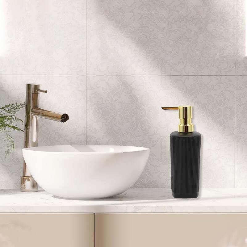 Vertical Lines Classic Soap Pump Dispenser for Hotels 350ml 1 Pcs - Gold Tone Black