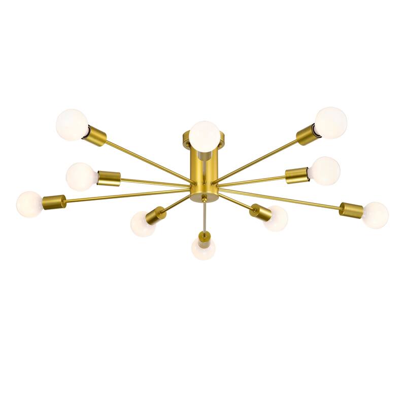 Pimlin 10-Light Baton Style Semi-Flush Mount Ceiling Lamp - MatteGold