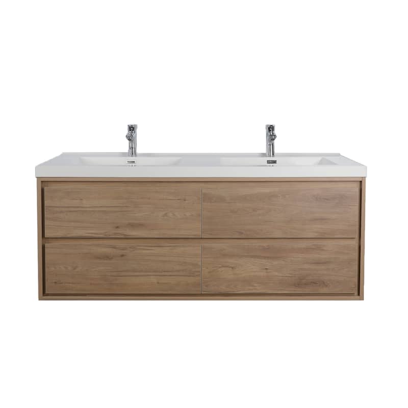 Sage 60" wall mounted bathroom vanity with double basin acrylic top