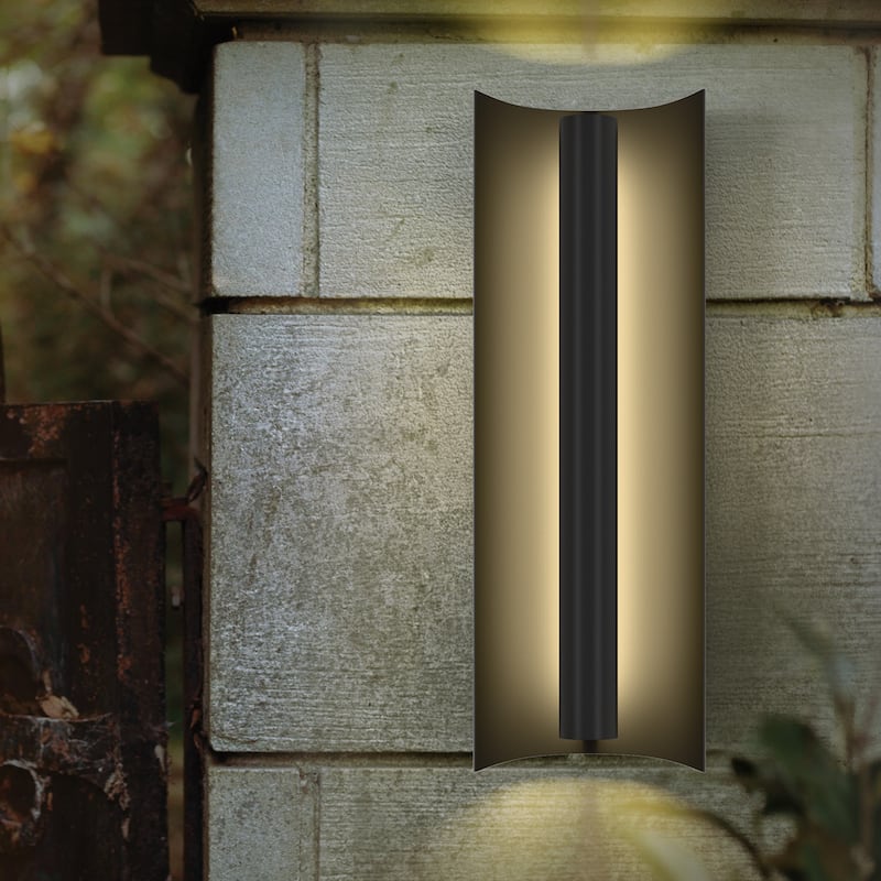 Black Modern/Contemporary LED Outdoor Wall Lantern Sconce - Cylinder