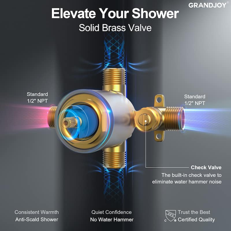 GRANDJOY Wall Mounted 5-Spray Shower System including Handheld Sprayer