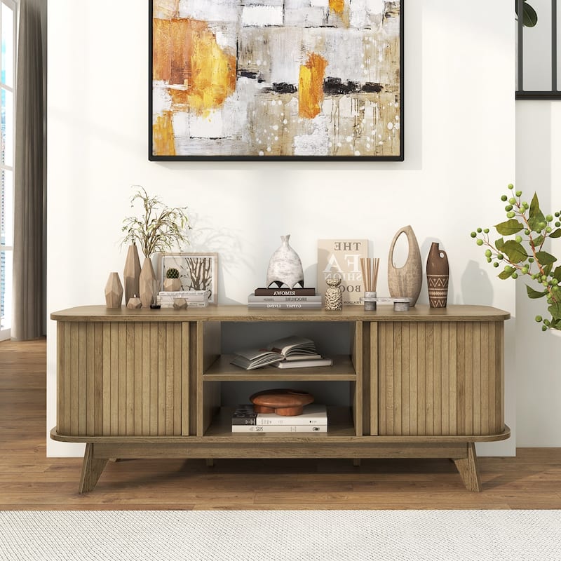 Costway TV Stand for TV up to 55 Inch Television Cabinet with 2 Open - See Details