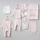 preview thumbnail 3 of 1, Baby Girl Newborn Going Home Set - Floral Embroidery and Lace Trim - 10 Pcs Pink