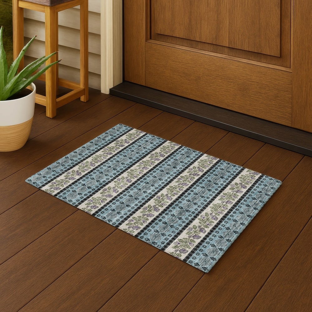 Machine Washable Indoor/ Outdoor Stripe Sochi Chantille Rug