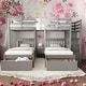 preview thumbnail 22 of 38, Modern Full Over Twin&Twin Triple Bunk Bed with Drawers and Guardrails,Solid Construction for Kids