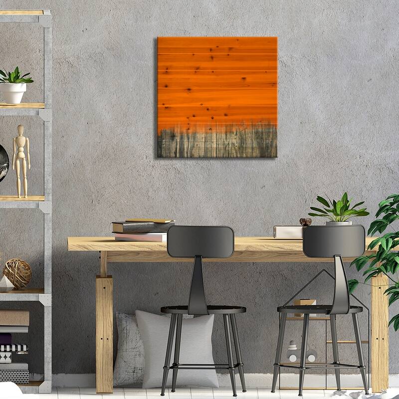 Modern Art- Over the Wood Fence Print On Wood by 5by5collective - Multi-Color