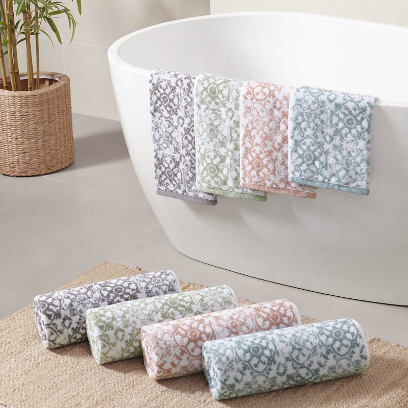 Jessica Simpson Aziza Collection Patterned Bath Towels, Set of 4