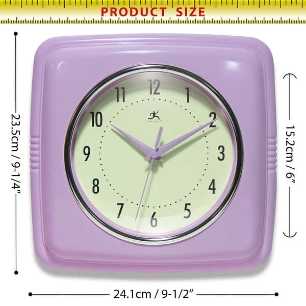dimension image slide 0 of 22, Infinity Instruments Retro 9.25-inch Square Wall Clock - 9.25 x 1.875 x 9.5