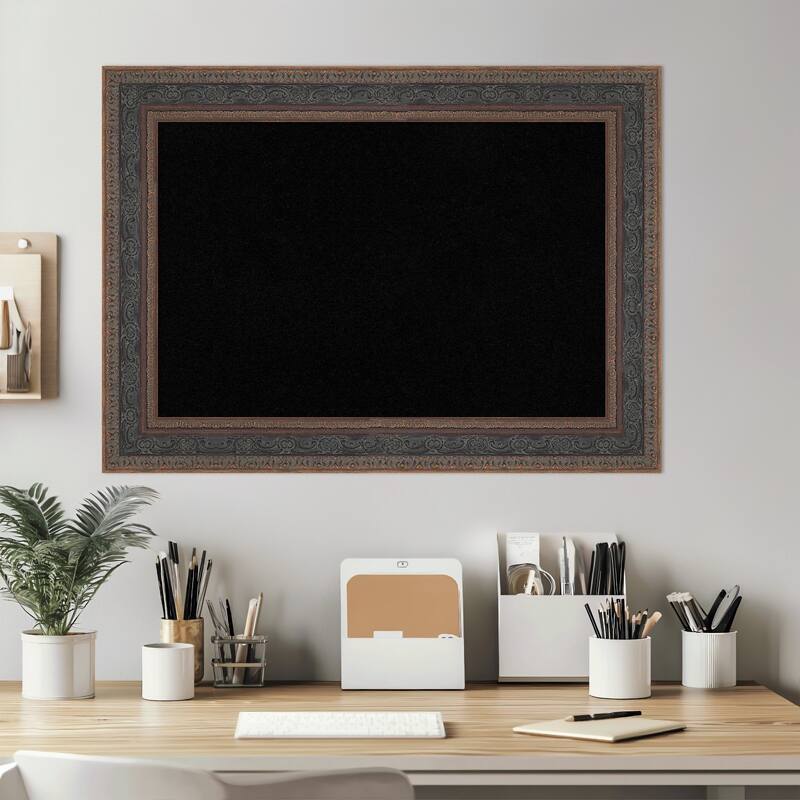 Attic Aged Bronze Wood Framed Cork Board - Bulletin Board, Organization Board, Pin Board