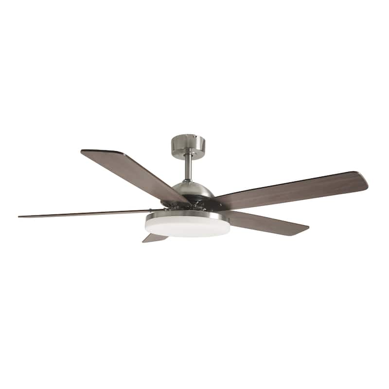 Good Housekeeping 52" Adeline Indoor 5-Blade Ceiling Fan with Integrated LED & Remote Control - Brushed Nickel