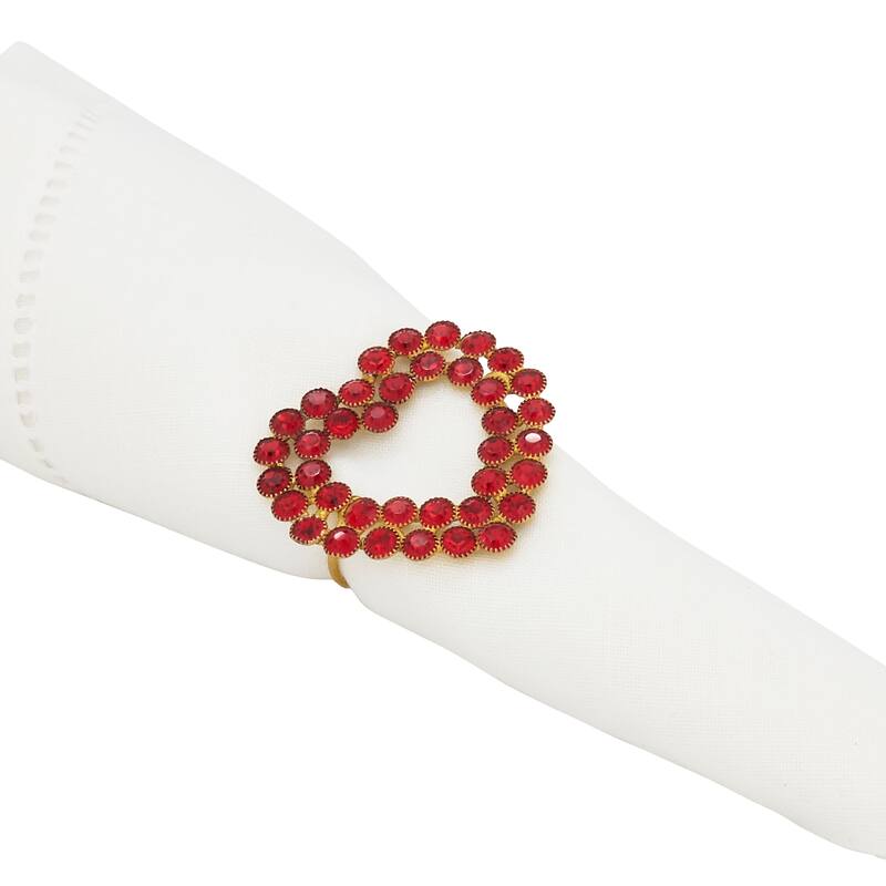 Beaded Napkin Rings With Heart Design (Set of 4)