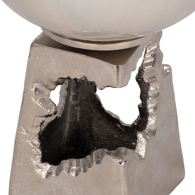 Sagebrook Home Glass and Metal Aluminum Vase with Sculptural Base