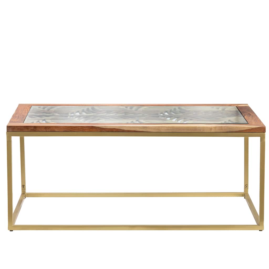 Adagio Laser Cut Wood Acacia Coffee Table - 43.25 x 23.5 x 17.75