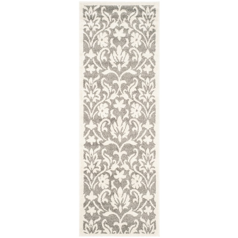 SAFAVIEH Amherst Velizara Modern Rug - 2'3" x 11' Runner - Dark Grey/Beige
