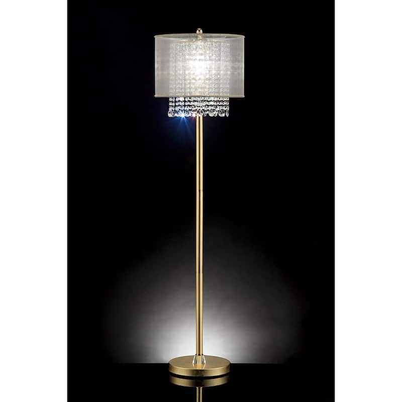 HomeRoots 65" Gold Novelty Floor Lamp With White Drum Shade - 16