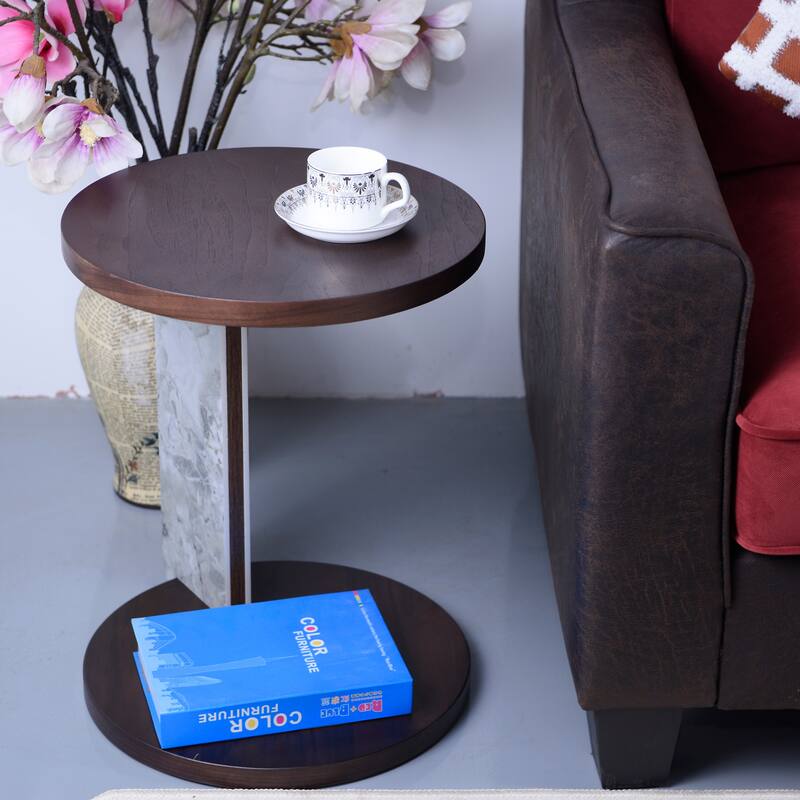 Modern Coffee Table with End Table Set, Durable Walnut Veneered MDF Center Table, Side Table for Living Room