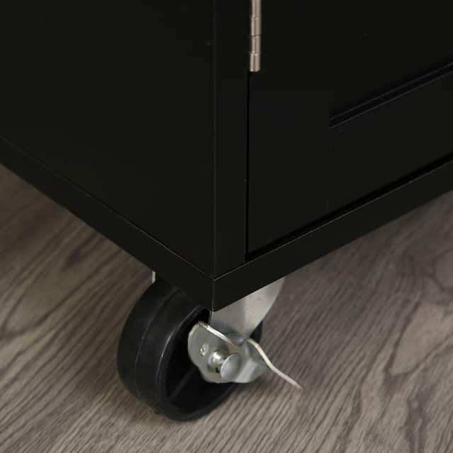 HOMCOM Kitchen Island Cart Rolling Trolley Cart with Drawer, Storage Cabinet & Towel Rack