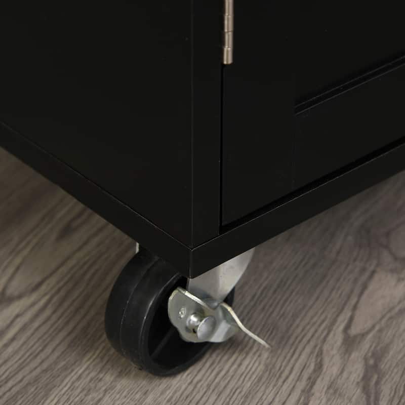 HOMCOM Kitchen Island Cart Rolling Trolley Cart with Drawer, Storage Cabinet & Towel Rack