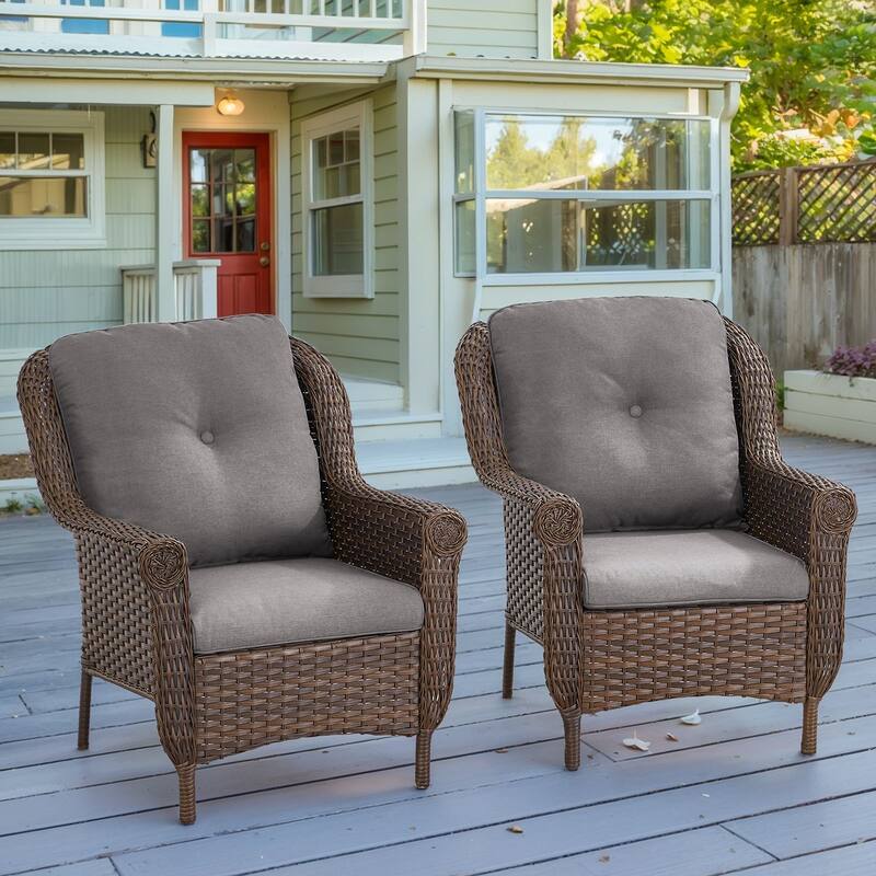 Pocassy Wicker Patio Conversation Set for Backyard