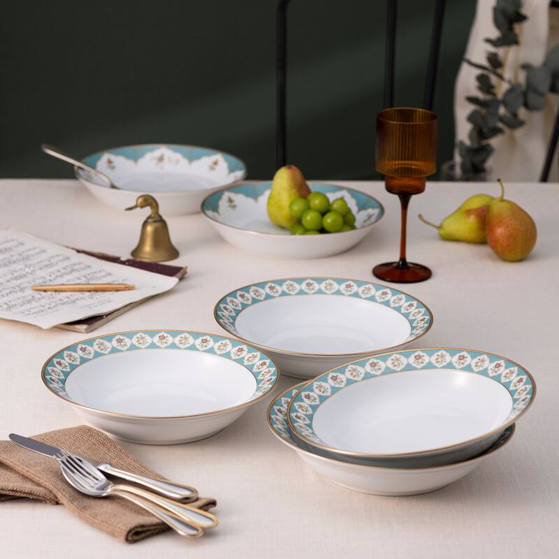 Lodi's Morning Set of 4 Rim Dinner Bowls, 10", 25 oz.