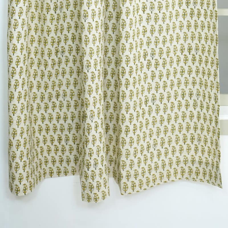 Fabdivine Handmade Floral Block Print Window or Door Room Décor Viscose Linen Curtain