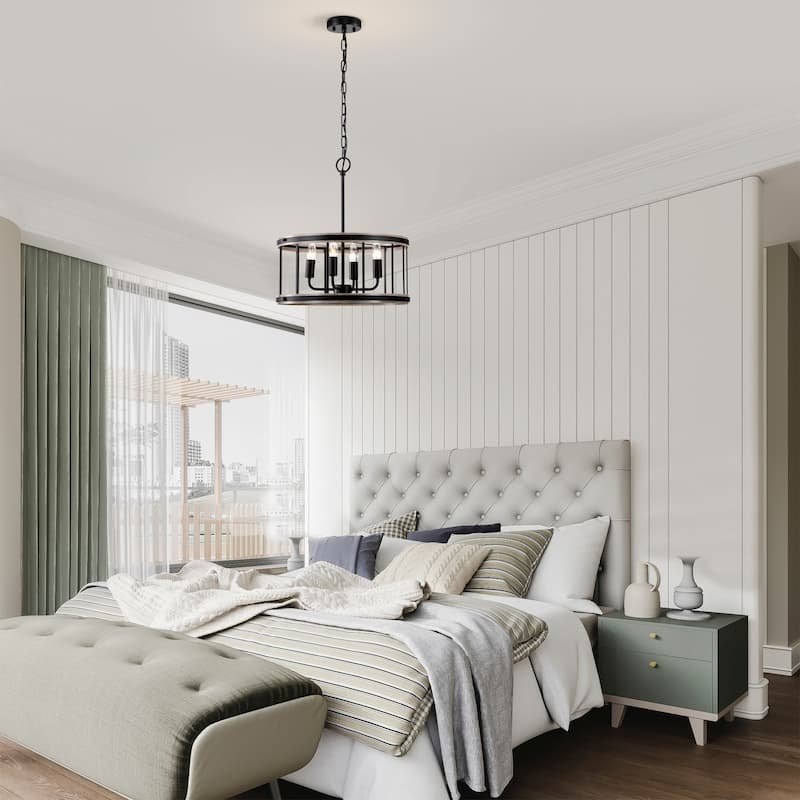 Feilim 18 Inch Airy Drum Chandelier with 4 Light Candle - N/A