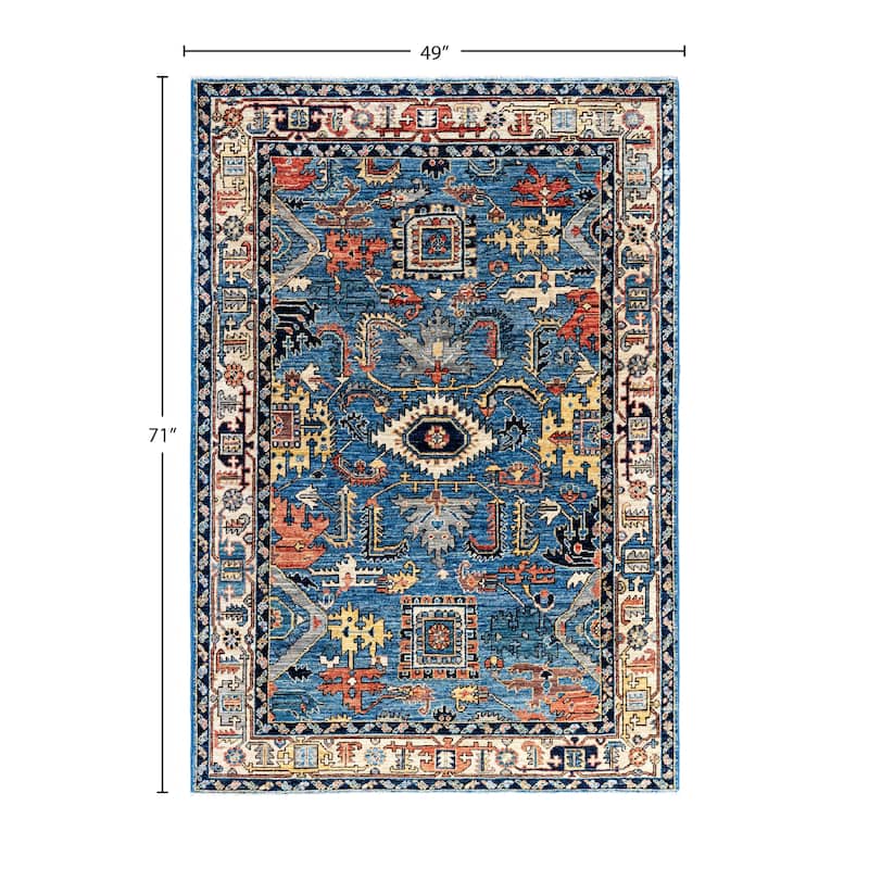 Serapi One-of-a-Kind Hand-Knotted Area Rug - Blue - 4' 1" x 5' 11"