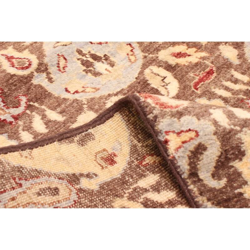 ECARPETGALLERY Hand-knotted Peshawar Ziegler Dark Brown Wool Rug - 8'0 x 9'10