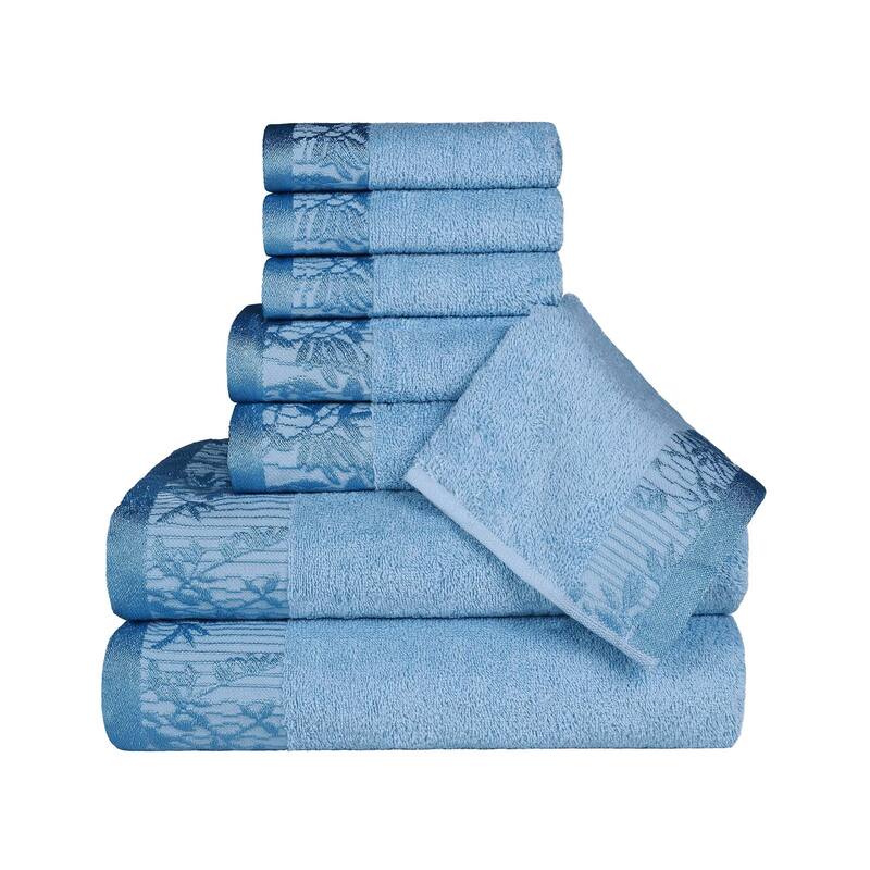 Superior Wisteria Cotton Floral Jacquard 8 Piece Bathroom Towel Set