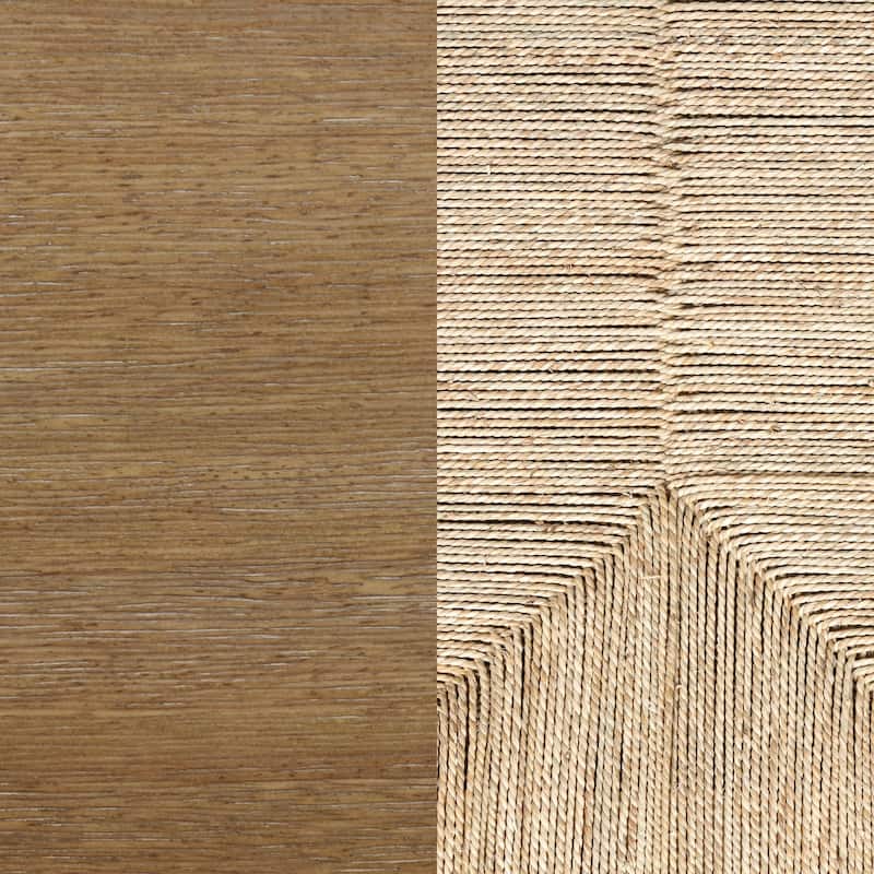 Beacon Wood Nightstand, Bohemian Accent Table or Sofa Side Table with Seagrass Door for Bedroom or Living Room