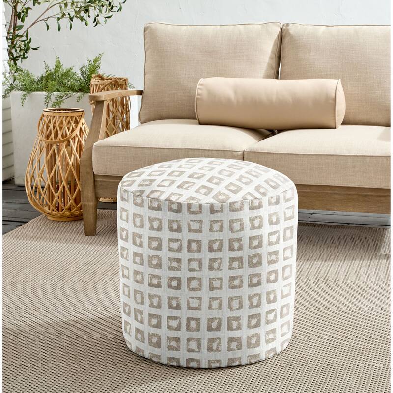 Sorra Home Sunbrella Outdoor Round Bean Pouf - Kindle Silk - Large