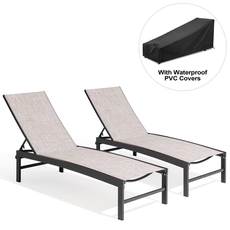 3-Piece Outdoor Loungers Patio Chaise Lounge Chairs Set with Side Table