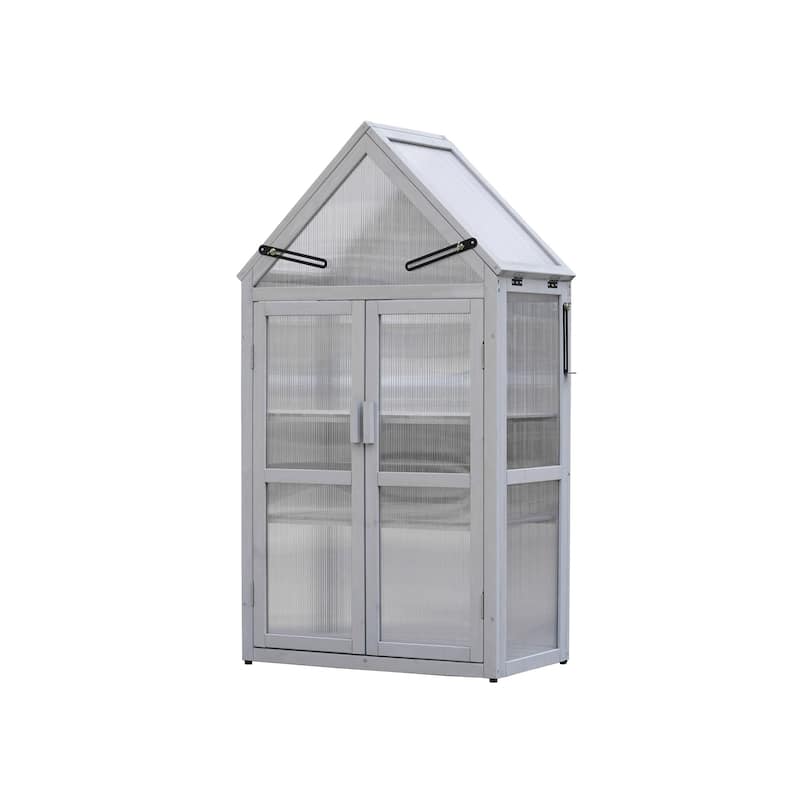 Wood Grey Outdoor Mini Greenhouse Outdoor Plant Stand and Plant Stand Indoor