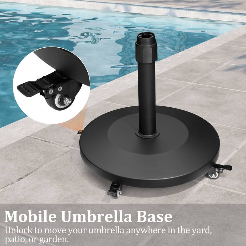 55lbs Round Concrete Market Umbrella Base With Wheels - N/A