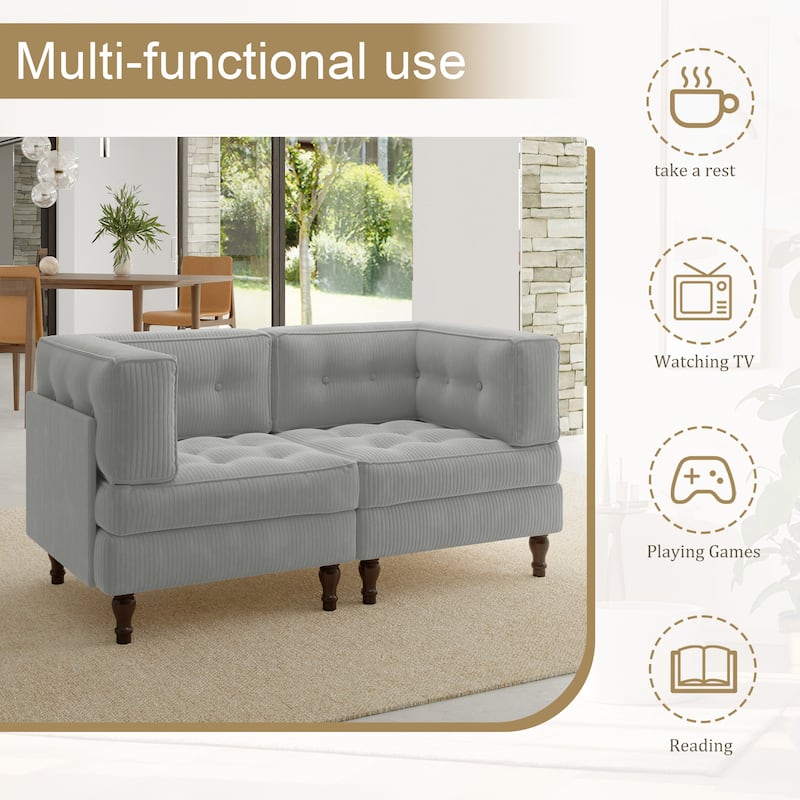Oversized Sofa Corduroy Tufted Modular Sectional Set