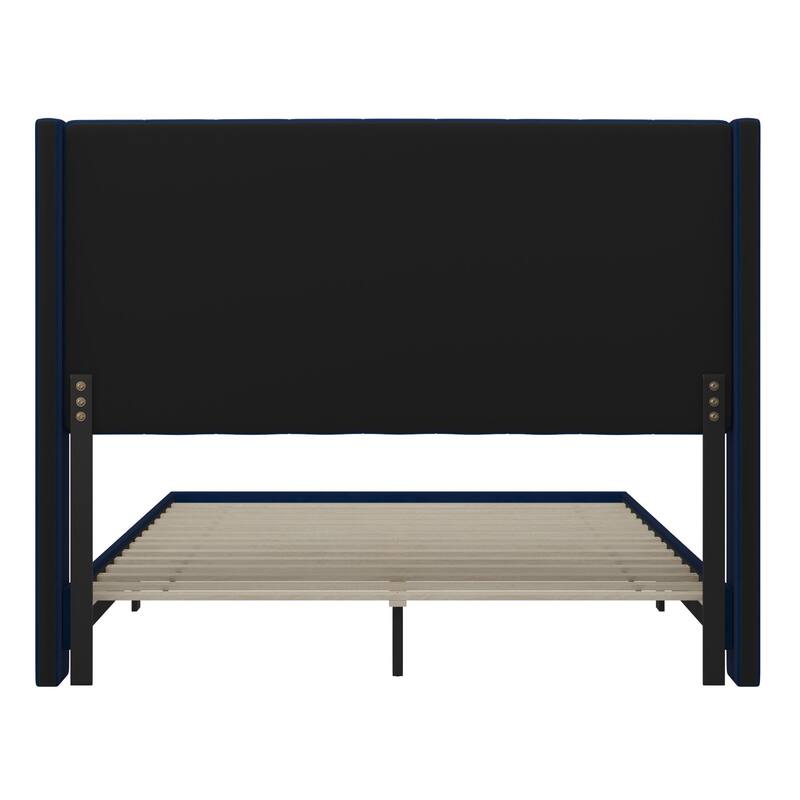 Upholstered Platform Bed with Wingback Headboard