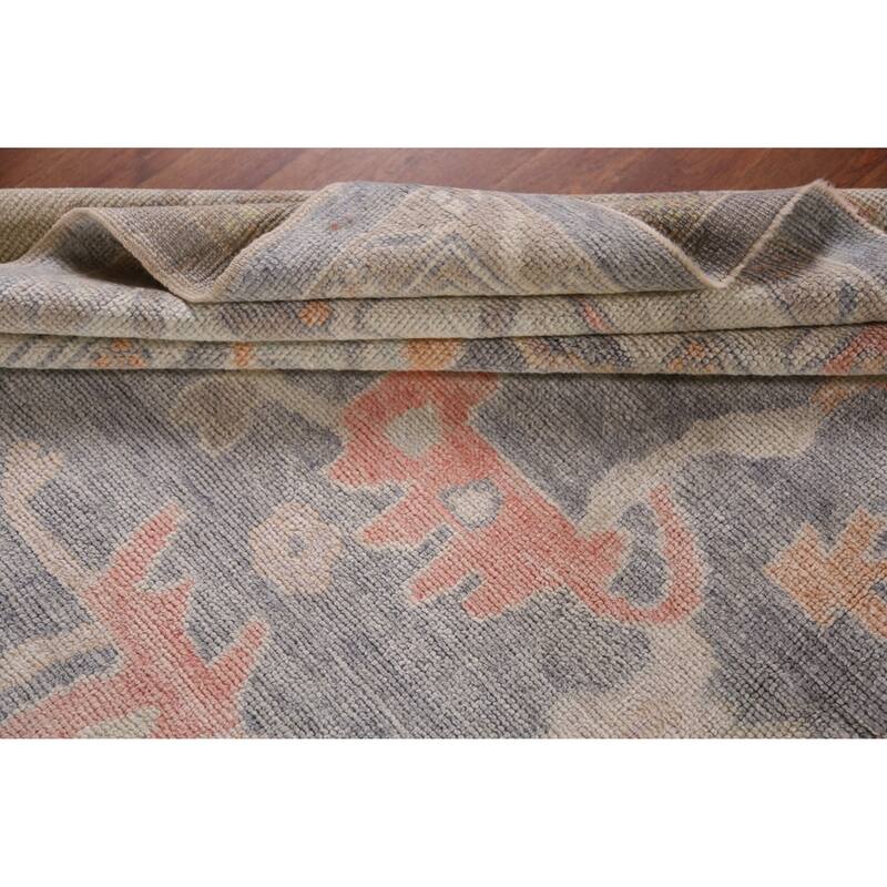 Hand Knotted Oriental 100% Wool Carpet Transitional All-Over Greys & Charcoal Oushak Area Rug - 11' 11'' X 9' 2''